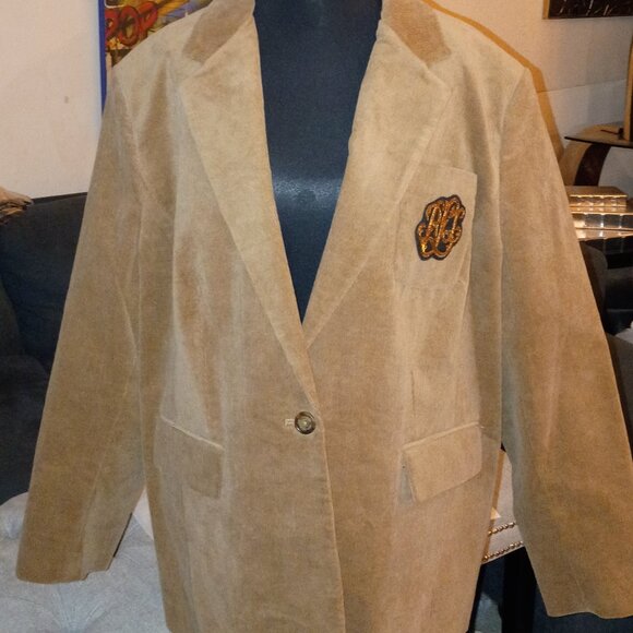 RALPH LAUREN LAUREN BULLION PLUS SIZE CAMEL WOMEN'S CORDOROY BLAZER   NWT - Picture 6 of 12
